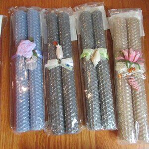 Random Pick, 1 Pr, 8" Bees Wax Candles, Decorated, purple, green, gray, blue...